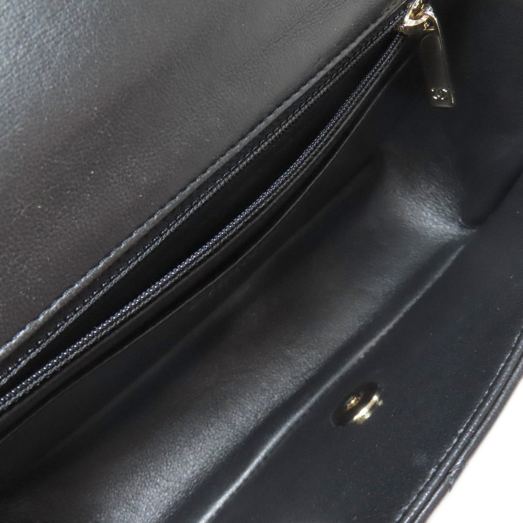 CHANEL Shoulder Bag lambskin black Matelasse Gold Metal Women Used Authentic