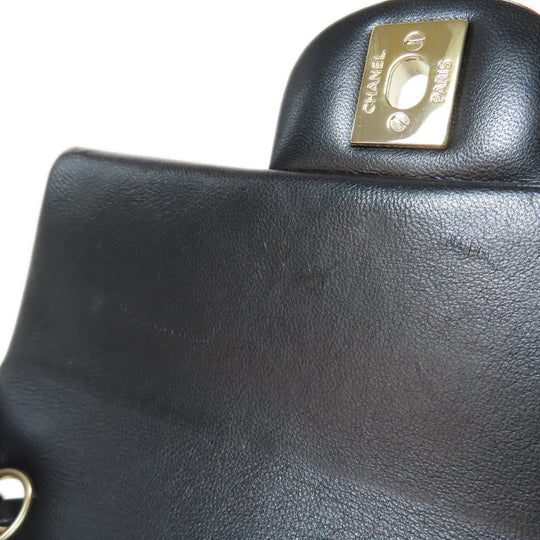 CHANEL Shoulder Bag lambskin black Matelasse Gold Metal Women Used Authentic