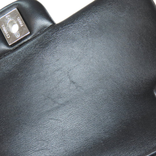 CHANEL Shoulder Bag lambskin black Matelasse SilverMetal Women Used Authentic