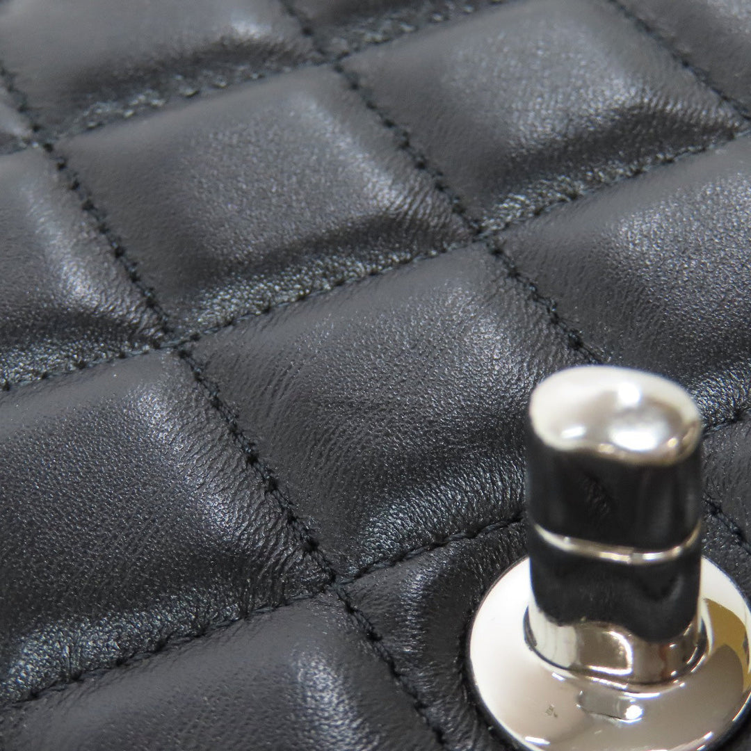 CHANEL Shoulder Bag lambskin black Matelasse SilverMetal Women Used Authentic