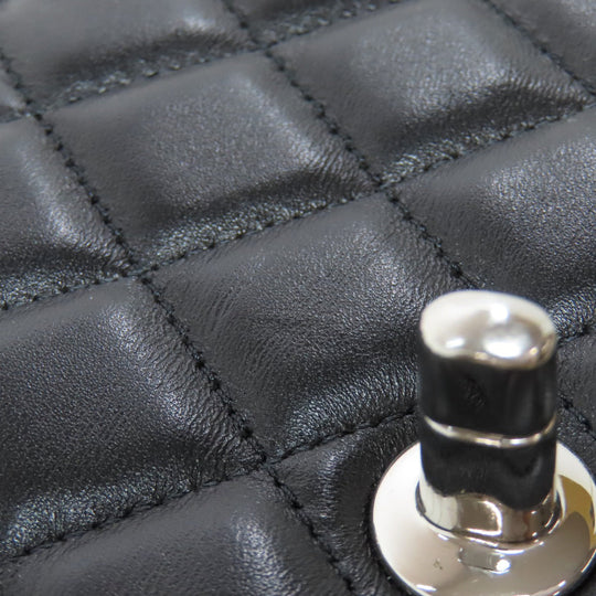 CHANEL Shoulder Bag lambskin black Matelasse SilverMetal Women Used Authentic