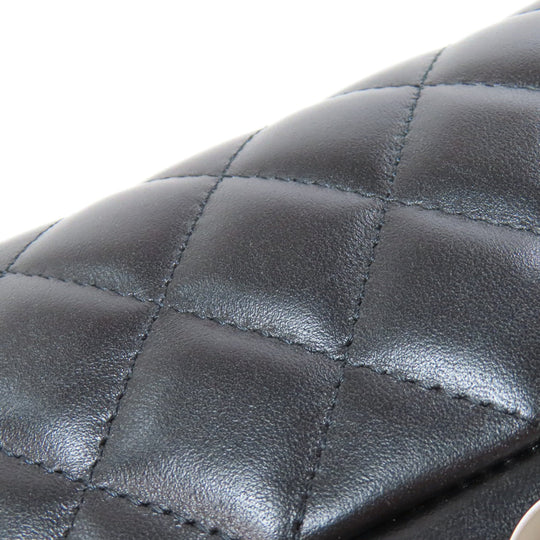 CHANEL Shoulder Bag lambskin black Matelasse SilverMetal Women Used Authentic