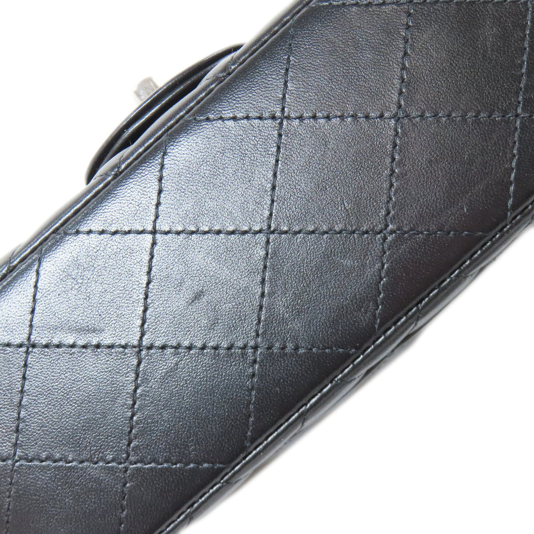 CHANEL Shoulder Bag lambskin black Matelasse SilverMetal Women Used Authentic