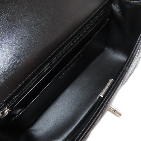 CHANEL Shoulder Bag lambskin black Matelasse SilverMetal Women Used Authentic