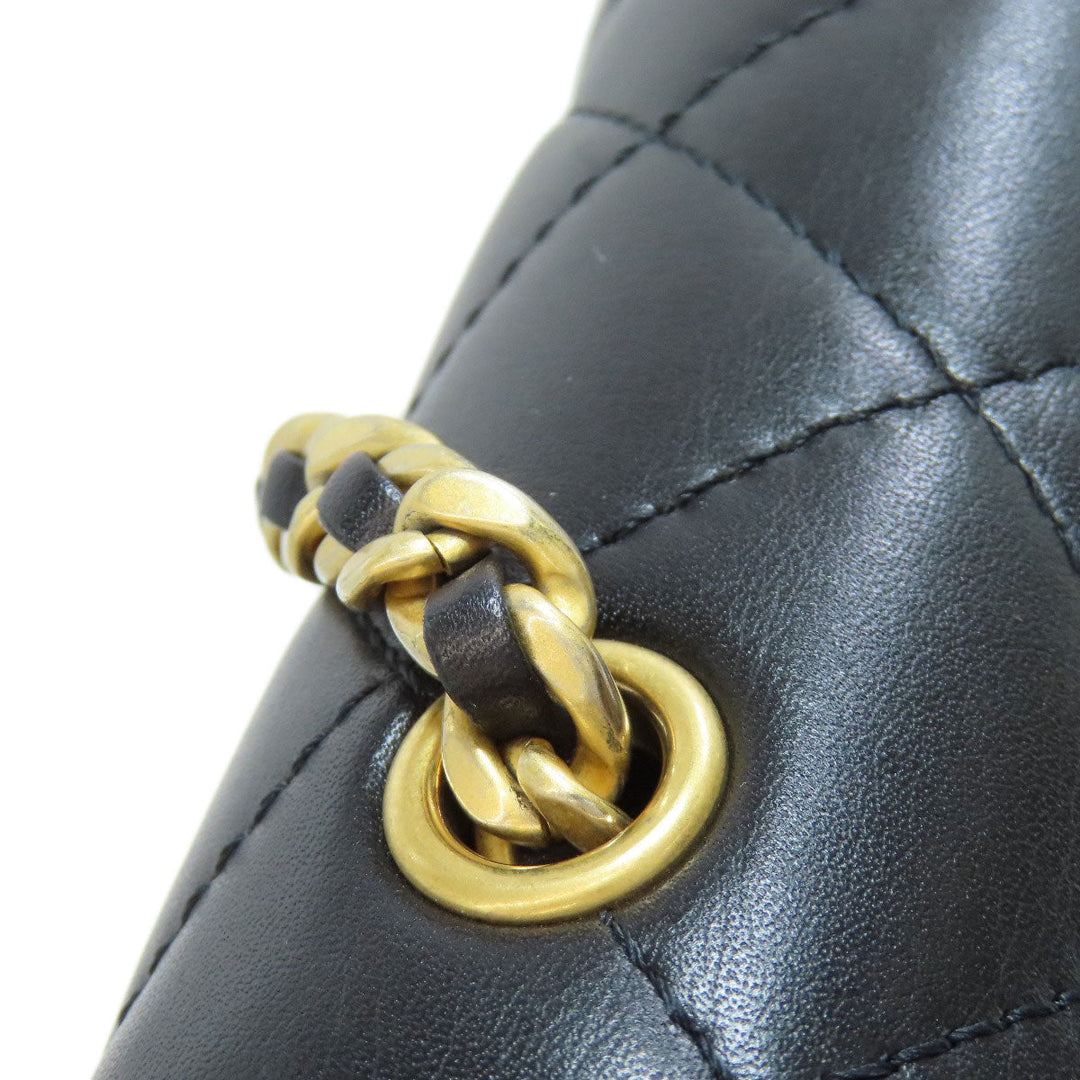 CHANEL Shoulder Bag lambskin black Matelasse ChainShoulder Gold Metal Women Used Authentic