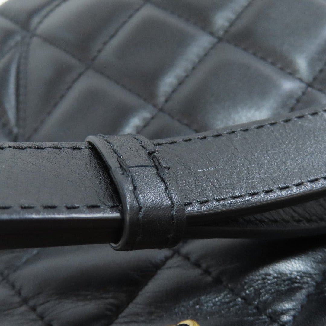 CHANEL Shoulder Bag lambskin black Matelasse ChainShoulder Gold Metal Women Used Authentic