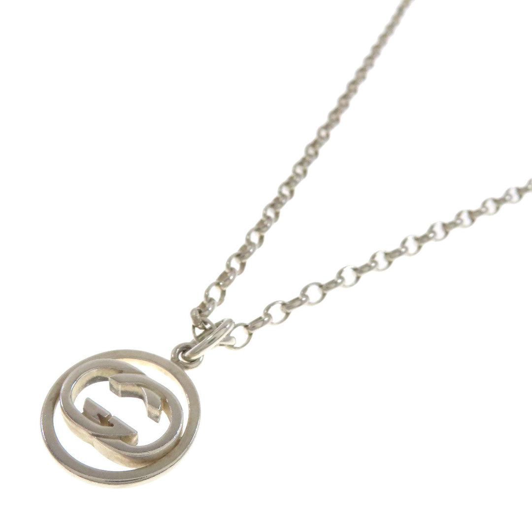GUCCI Necklace SV Silver Interlocking G Women Used Authentic