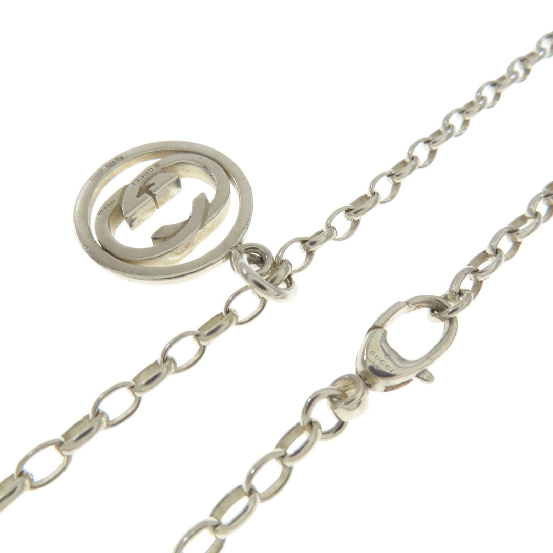 GUCCI Necklace SV Silver Interlocking G Women Used Authentic