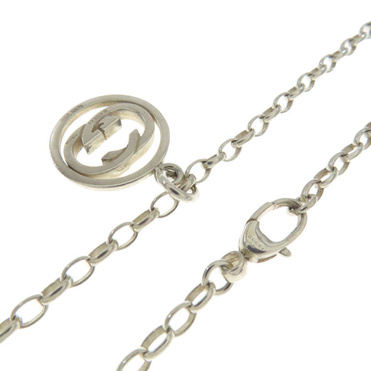 GUCCI Necklace SV Silver Interlocking G Women Used Authentic
