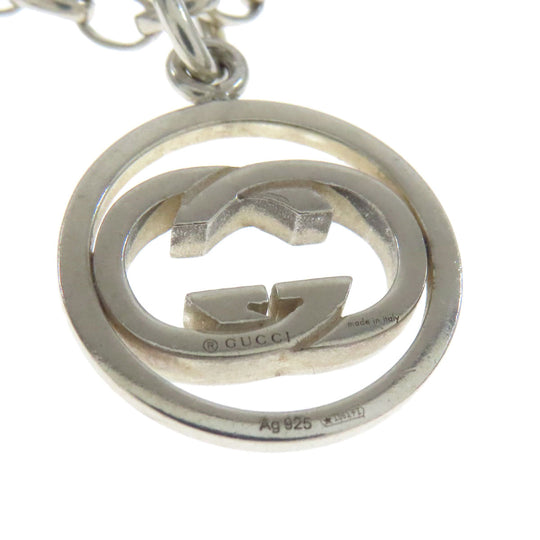 GUCCI Necklace SV Silver Interlocking G Women Used Authentic