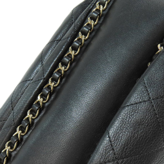 CHANEL Shoulder Bag lambskin black Matelasse Gold Metal Women Used Authentic