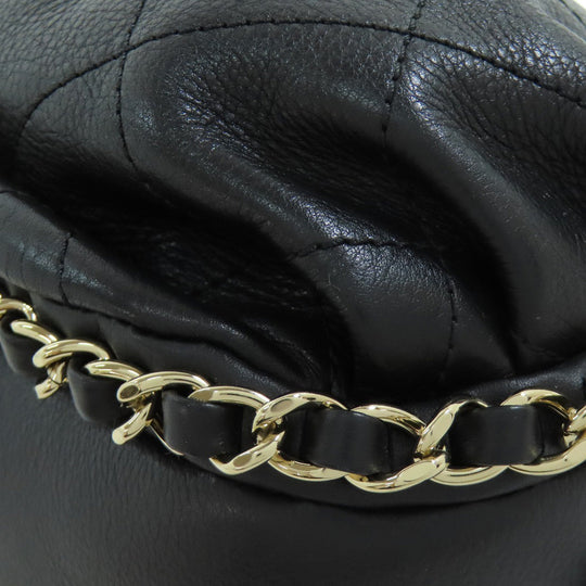 CHANEL Shoulder Bag lambskin black Matelasse Gold Metal Women Used Authentic