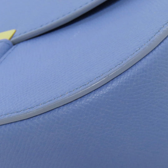 CELINE Shoulder Bag Calfskin Light blue logo