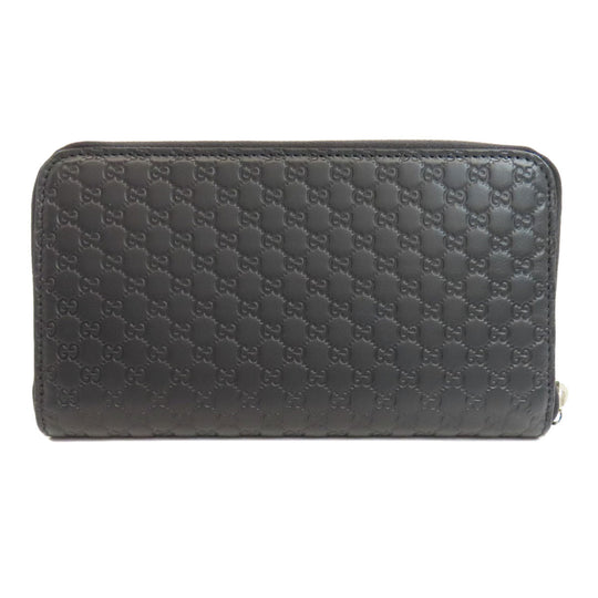 GUCCI Long Wallet Purse 544473 leather black Outlet GG Signature Micro Shima mens(Unisex) Used Authentic