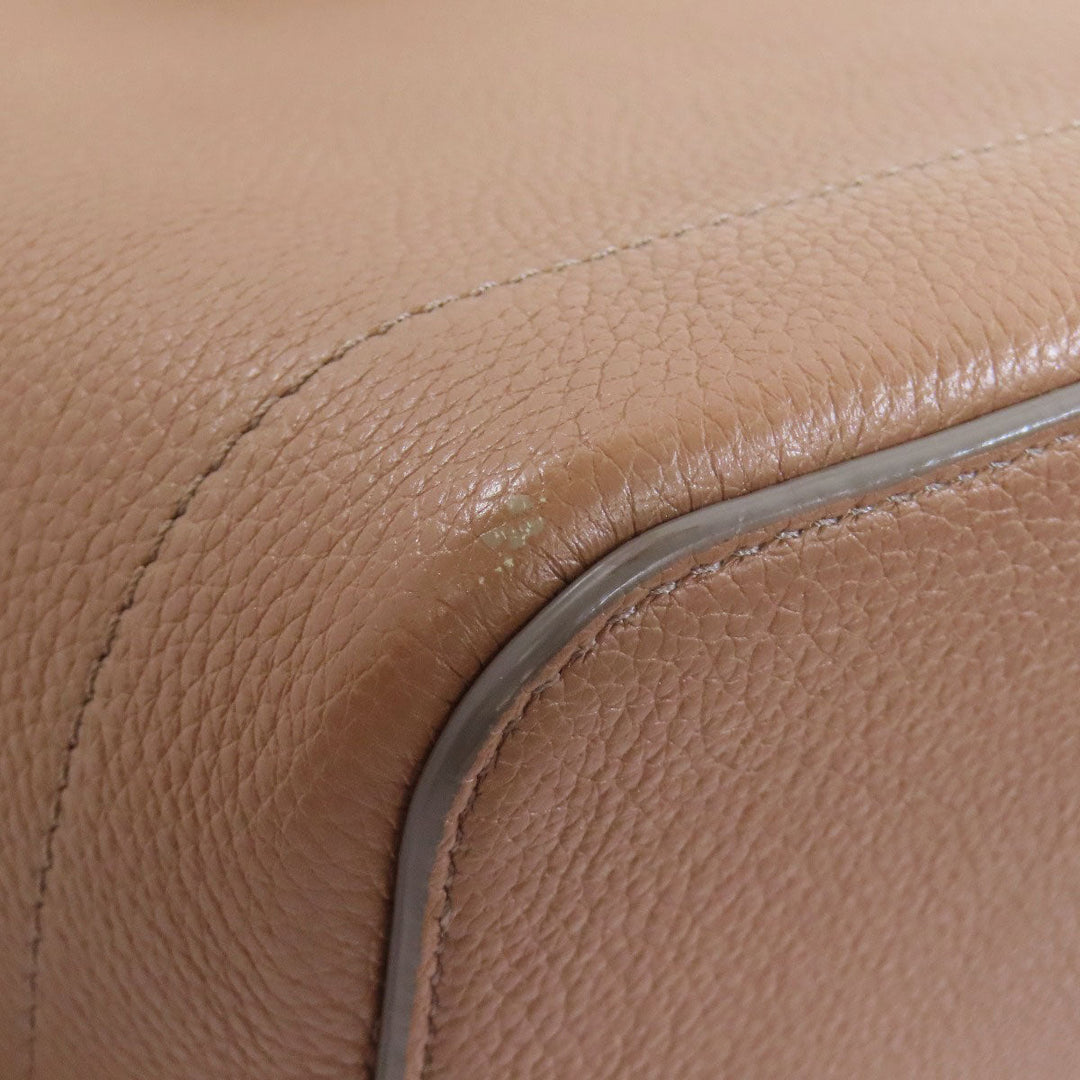 CELINE Tote Bag leather beige Caba de France Medium 2WAY Women Used Authentic