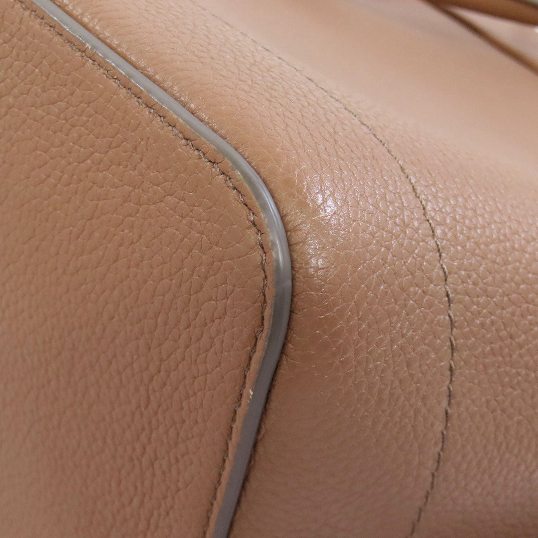 CELINE Tote Bag leather beige Caba de France Medium 2WAY Women Used Authentic