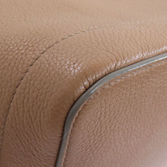 CELINE Tote Bag leather beige Caba de France Medium 2WAY Women Used Authentic