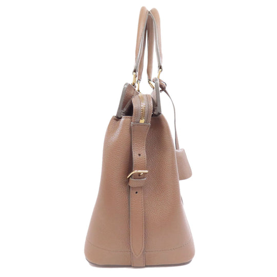 CELINE Tote Bag leather beige Caba de France Medium 2WAY Women Used Authentic