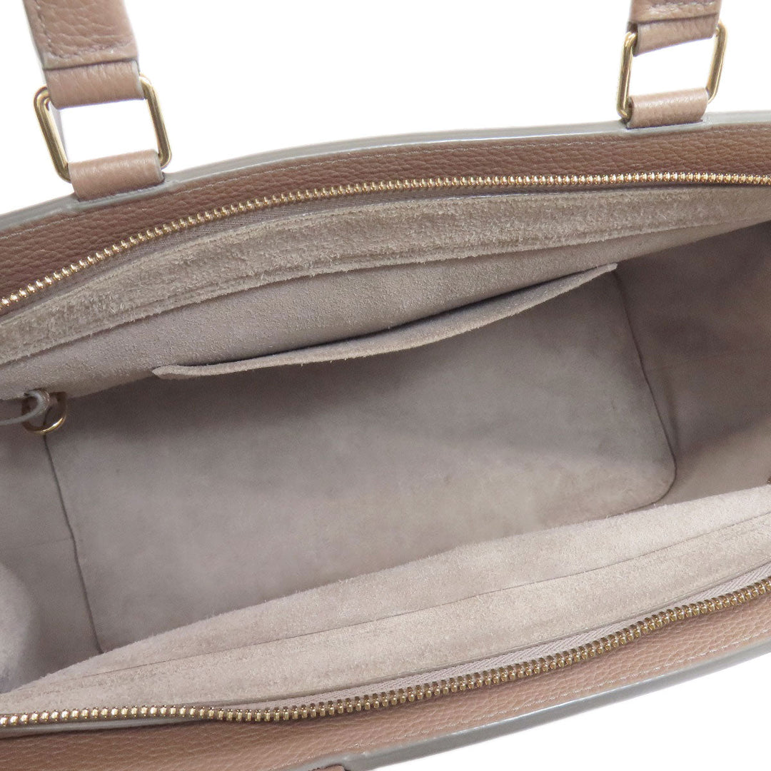 CELINE Tote Bag leather beige Caba de France Medium 2WAY Women Used Authentic