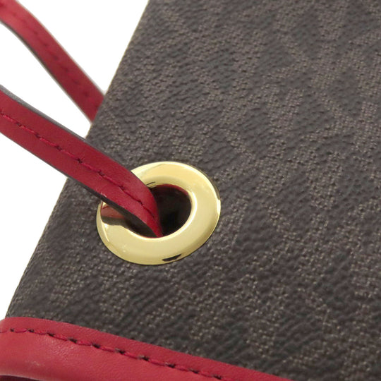 MICHAEL KORS Handbag PVC Brown MK Signature Flower Charm Women Used Authentic