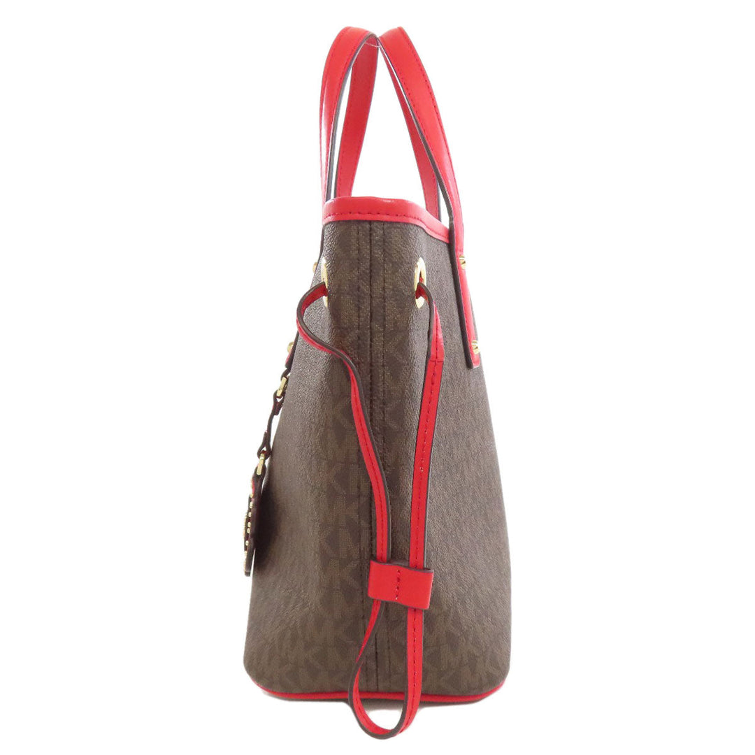 MICHAEL KORS Handbag PVC Brown MK Signature Flower Charm Women Used Authentic