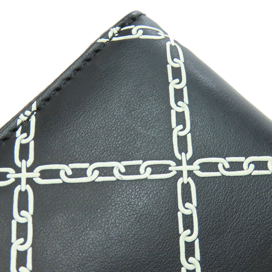 BURBERRY Long Wallet Purse leather black Chain motif Women(Unisex) Used Authentic