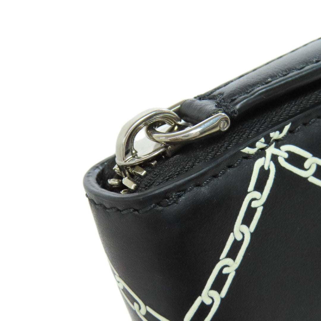 BURBERRY Long Wallet Purse leather black Chain motif Women(Unisex) Used Authentic