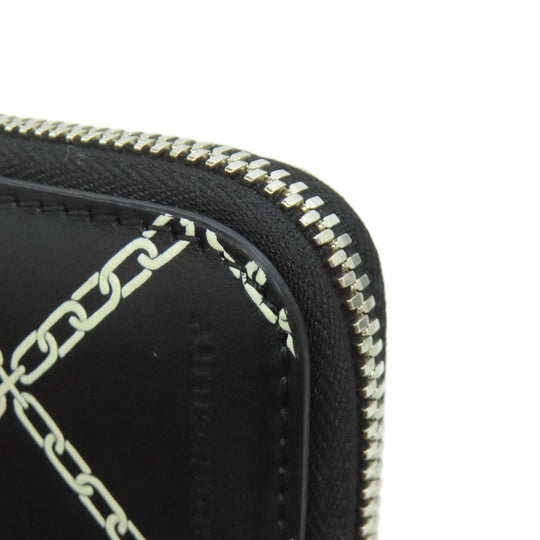 BURBERRY Long Wallet Purse leather black Chain motif Women(Unisex) Used Authentic