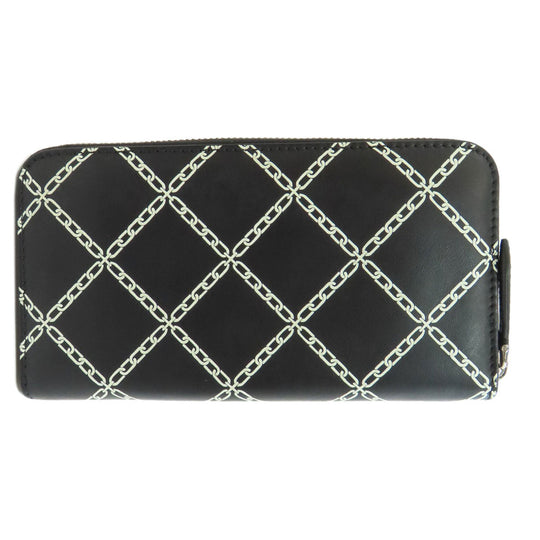 BURBERRY Long Wallet Purse leather black Chain motif Women(Unisex) Used Authentic