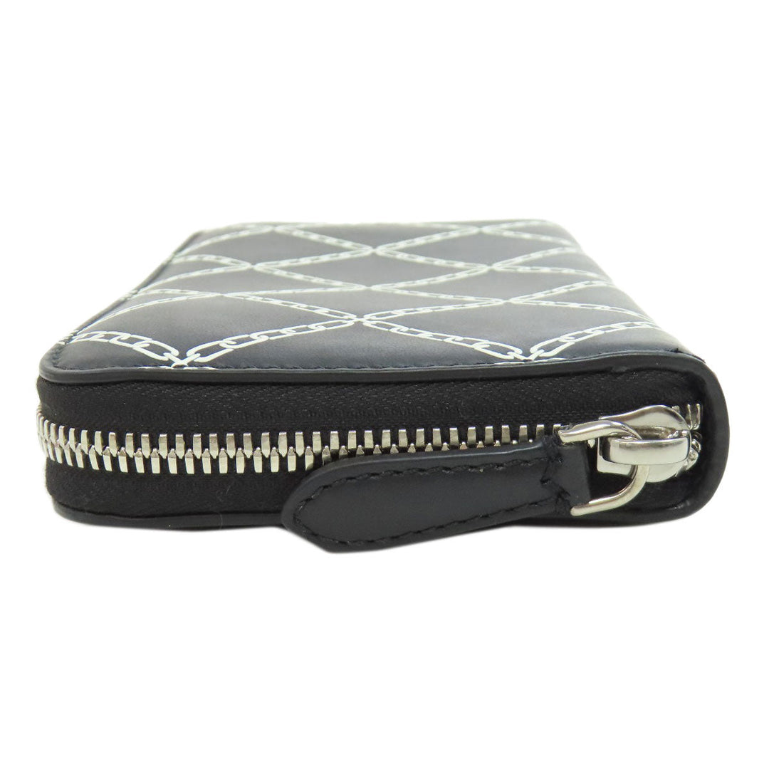 BURBERRY Long Wallet Purse leather black Chain motif Women(Unisex) Used Authentic