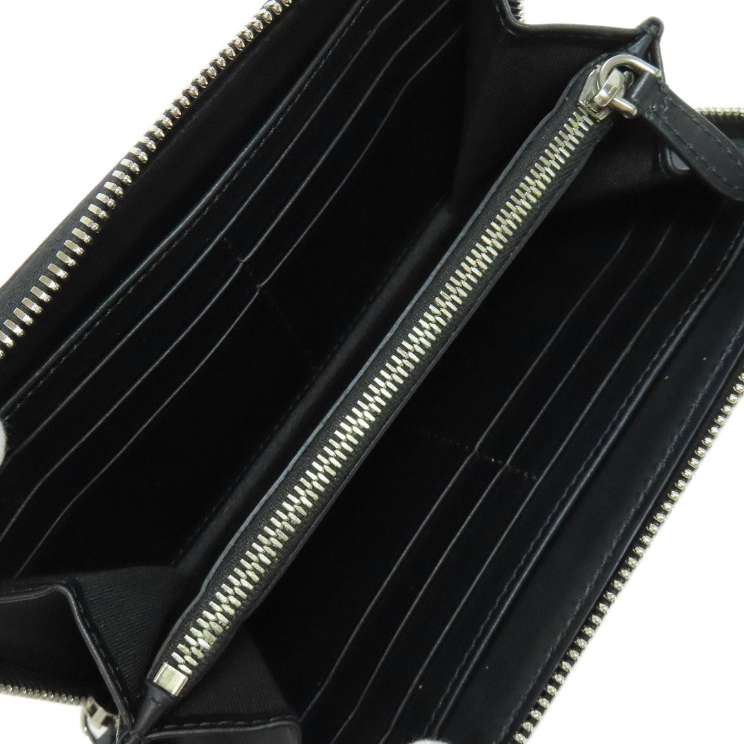 BURBERRY Long Wallet Purse leather black Chain motif Women(Unisex) Used Authentic