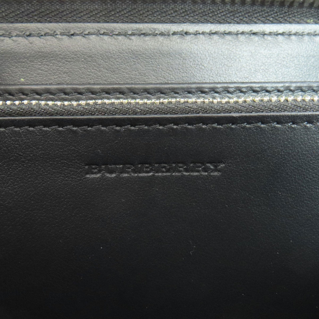 BURBERRY Long Wallet Purse leather black Chain motif Women(Unisex) Used Authentic