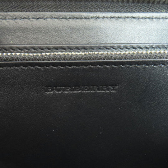 BURBERRY Long Wallet Purse leather black Chain motif Women(Unisex) Used Authentic