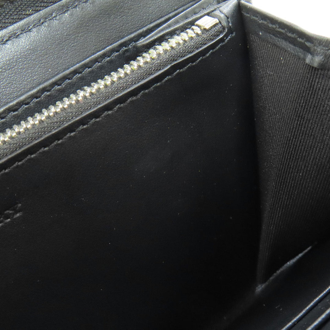 BURBERRY Long Wallet Purse leather black Chain motif Women(Unisex) Used Authentic