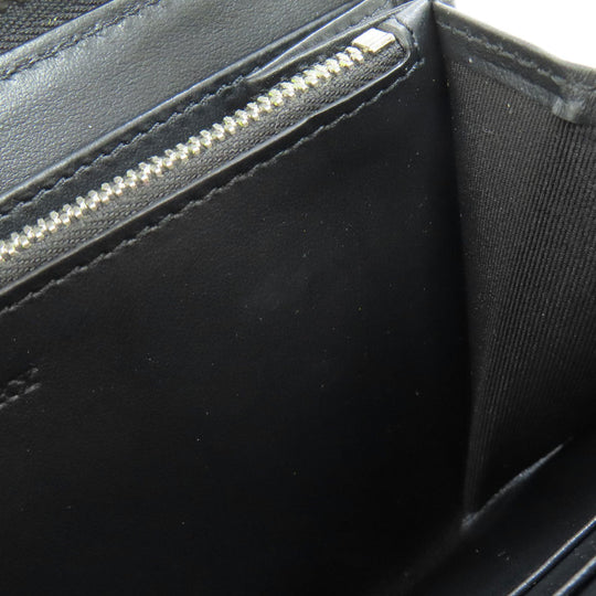 BURBERRY Long Wallet Purse leather black Chain motif Women(Unisex) Used Authentic