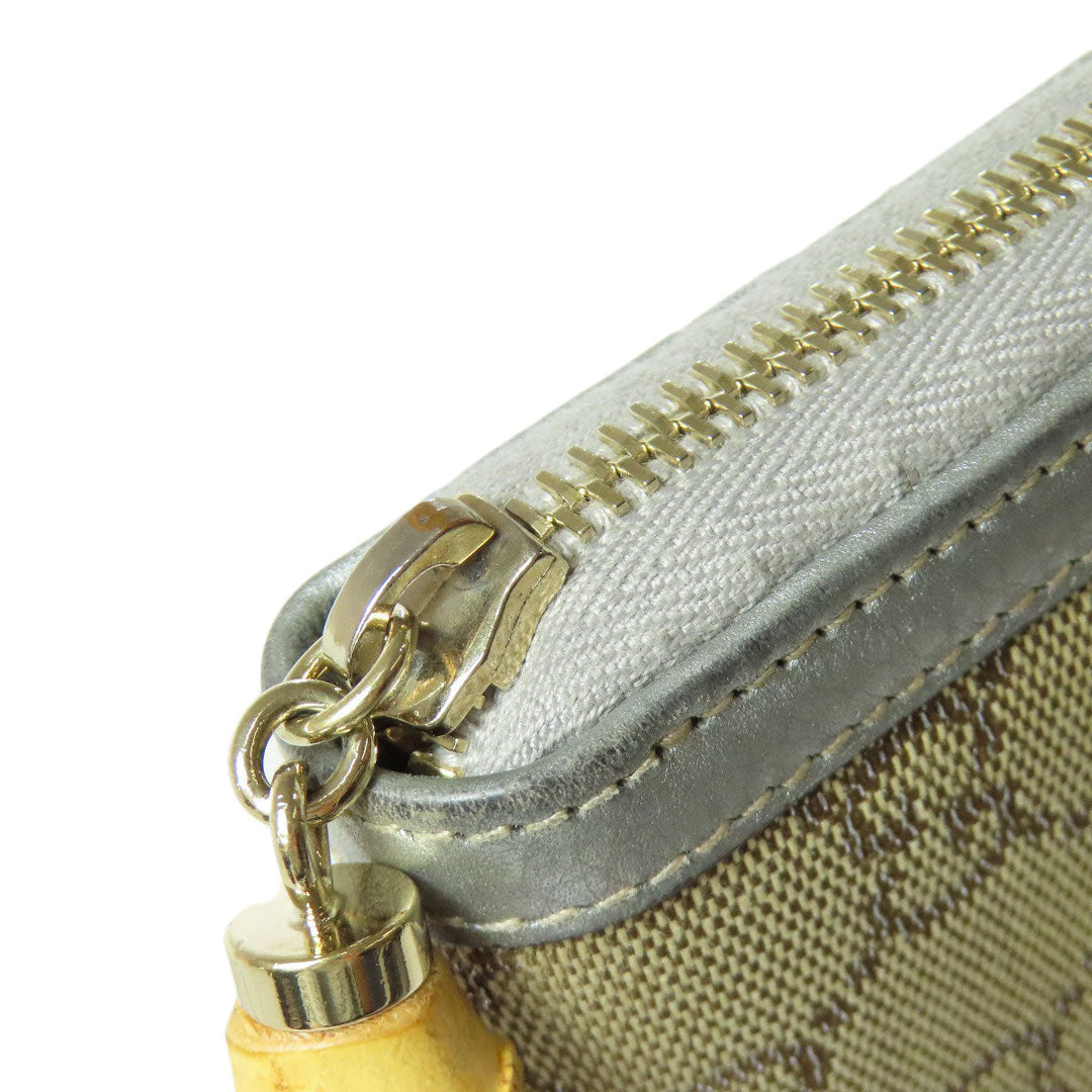GUCCI Long Wallet Purse 224252 Canvas, Leather Brown GG Women Used Authentic