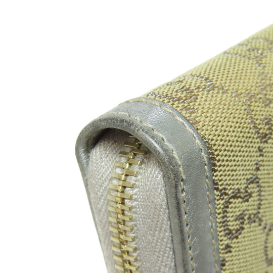 GUCCI Long Wallet Purse 224252 Canvas, Leather Brown GG Women Used Authentic