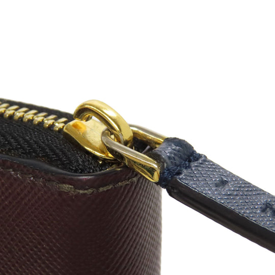 MARNI Long Wallet Purse leather Navy logo Women Used Authentic