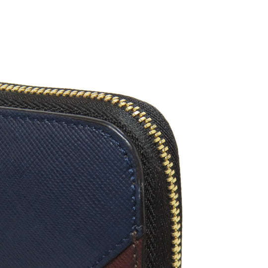 MARNI Long Wallet Purse leather Navy logo Women Used Authentic