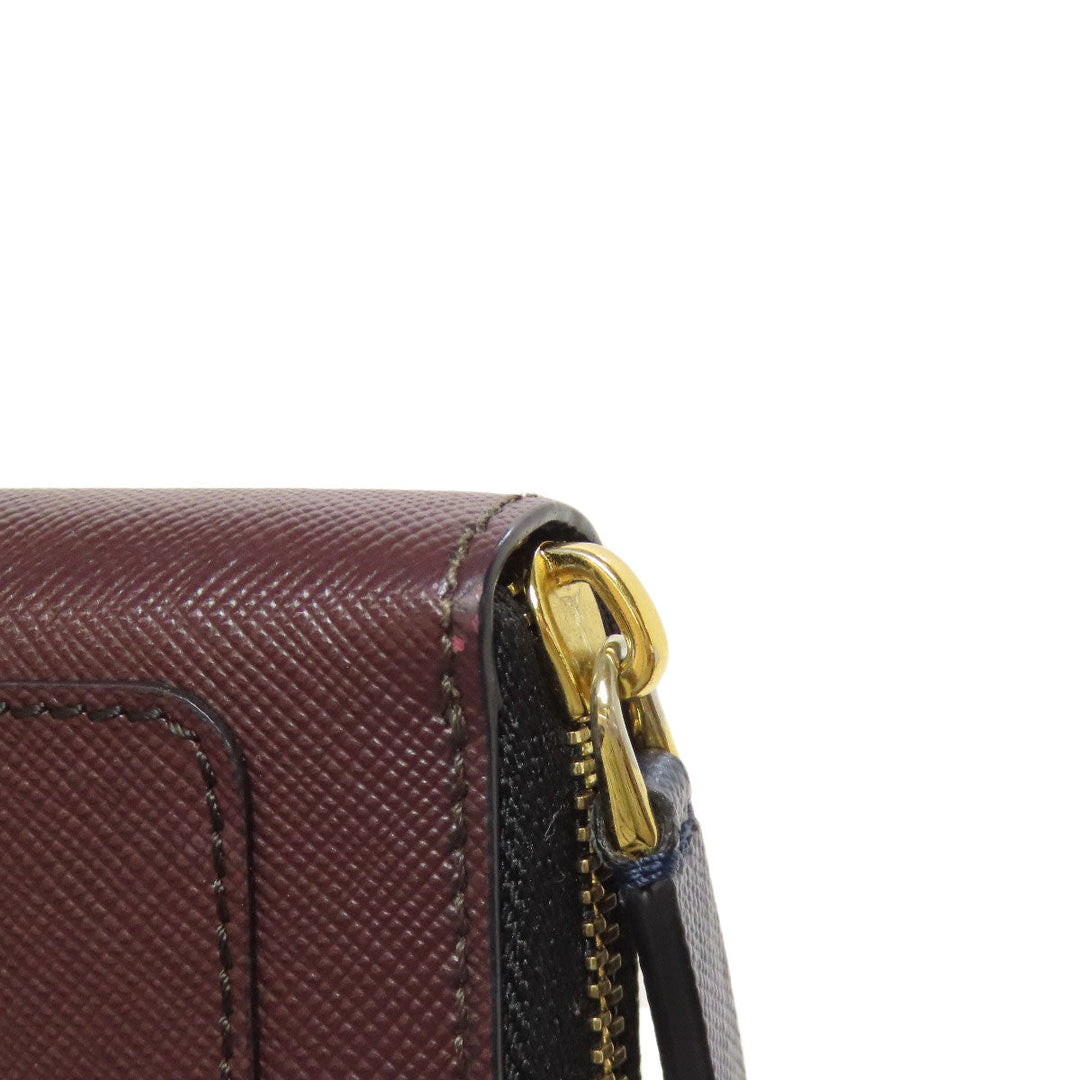 MARNI Long Wallet Purse leather Navy logo Women Used Authentic