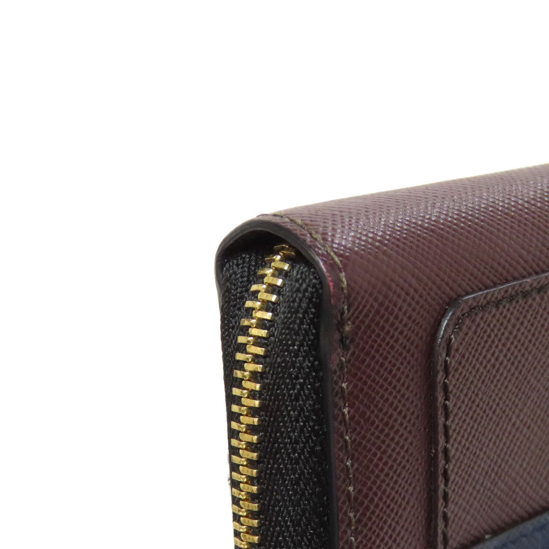 MARNI Long Wallet Purse leather Navy logo Women Used Authentic