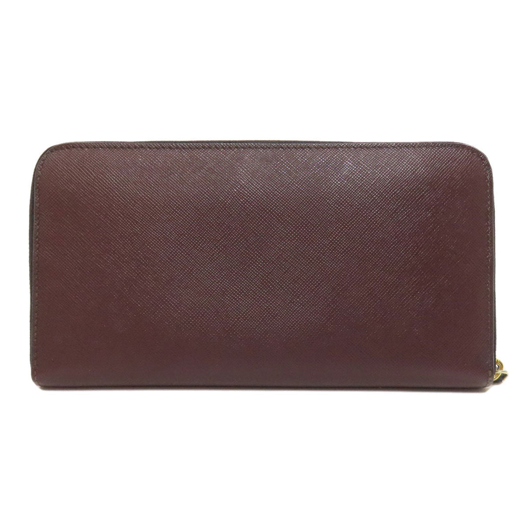 MARNI Long Wallet Purse leather Navy logo Women Used Authentic