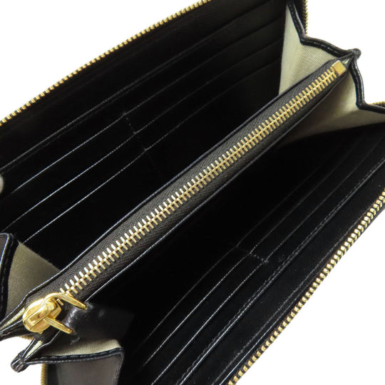 MARNI Long Wallet Purse leather Navy logo Women Used Authentic