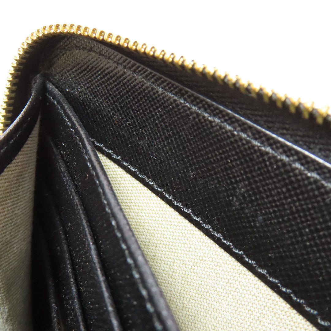 MARNI Long Wallet Purse leather Navy logo Women Used Authentic