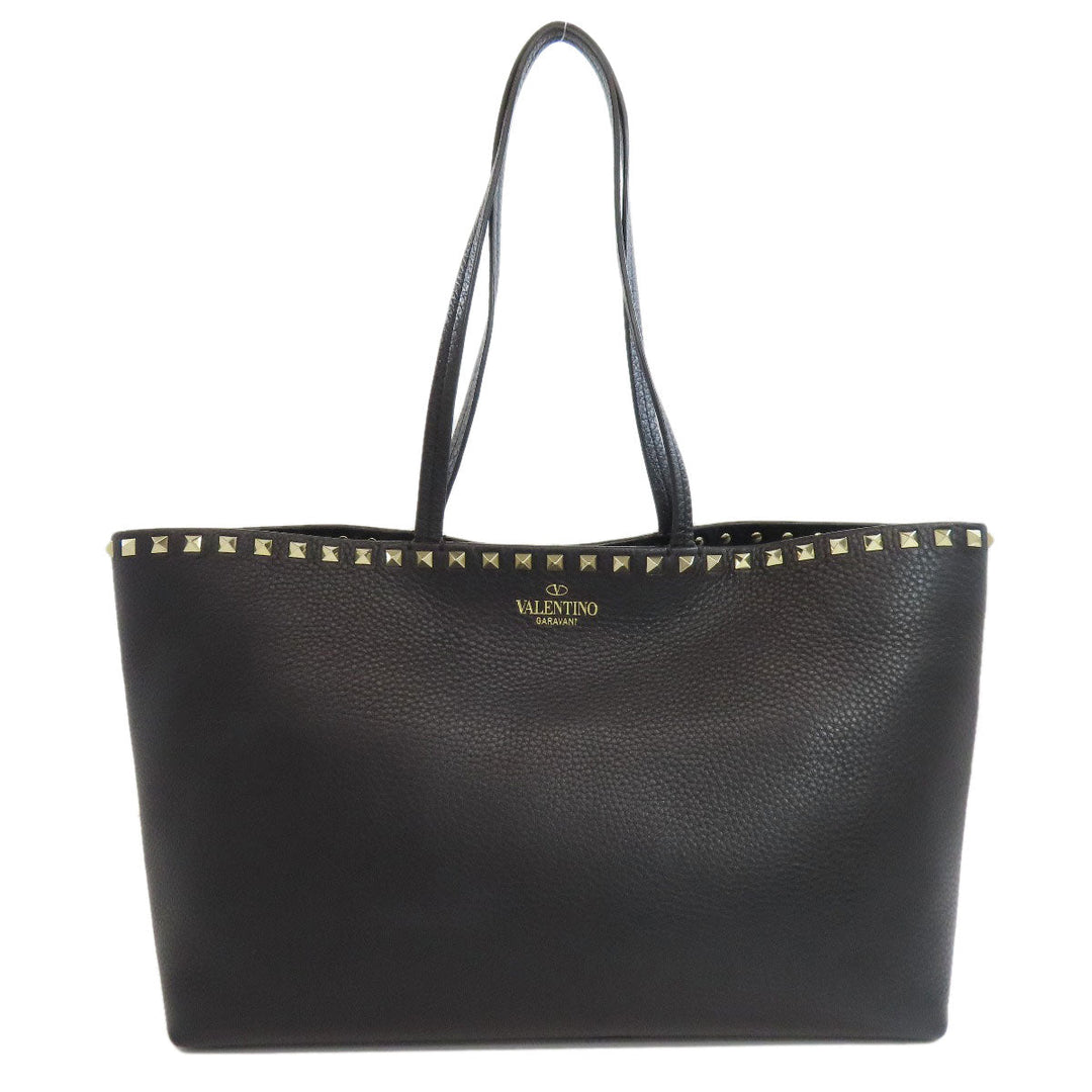 VALENTINO Tote Bag leather black Rock studs