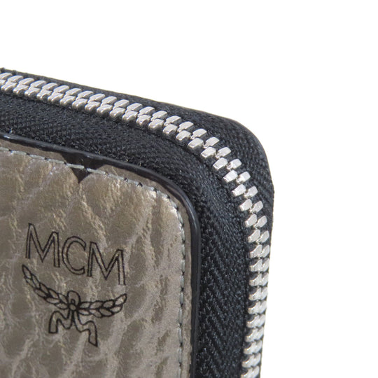 MCM Long Wallet Purse PVC Silver Rabbit print