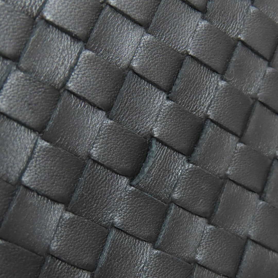 BOTTEGAVENETA Long Wallet Purse leather black INTRECCIATO Women Used Authentic