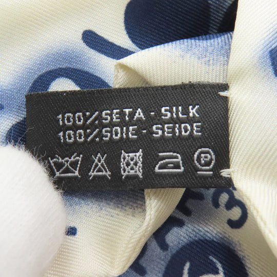 CHANEL scarf silk white COCO Mark Hair Band Women Used Authentic