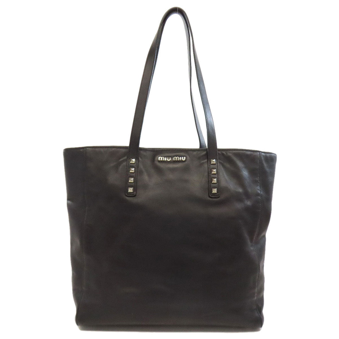 MIUMIU Tote Bag leather black logo studs