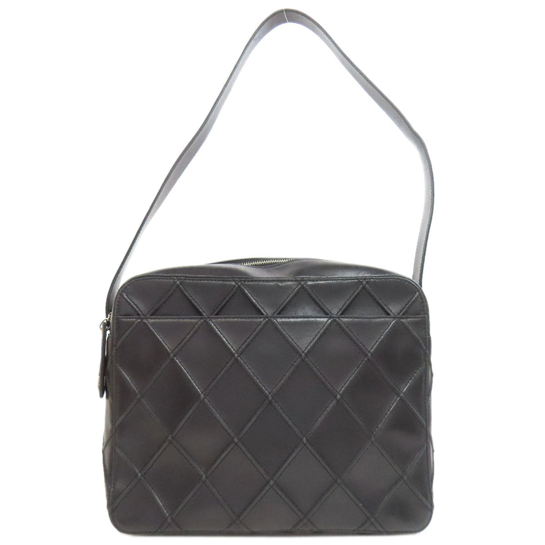 CHANEL Shoulder Bag lambskin black one belt COCO Mark SilverMetal